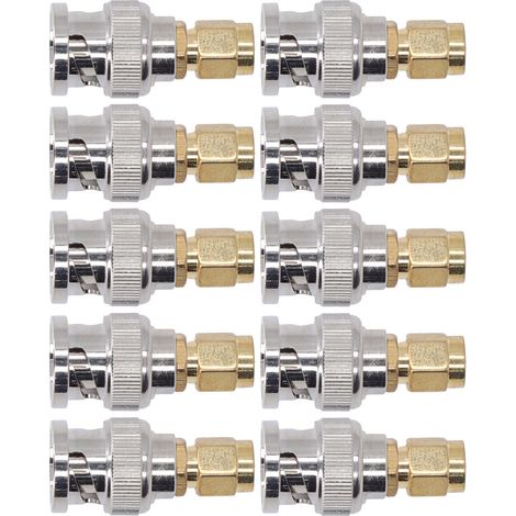 10 Stück SMA-Stecker auf BNC-Stecker Adapter Ersatz-HF-Koaxialkabel-Konvertierungsstecker (1/5)