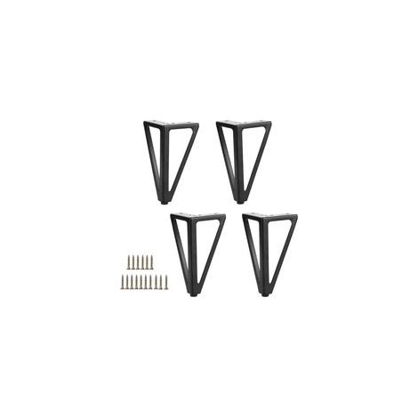 Lot de 4 pieds de meuble en fer noir – Capacité de charge jusqu'à 800 kg – Vis incluses – Pour canapés et tables basses (1/4)