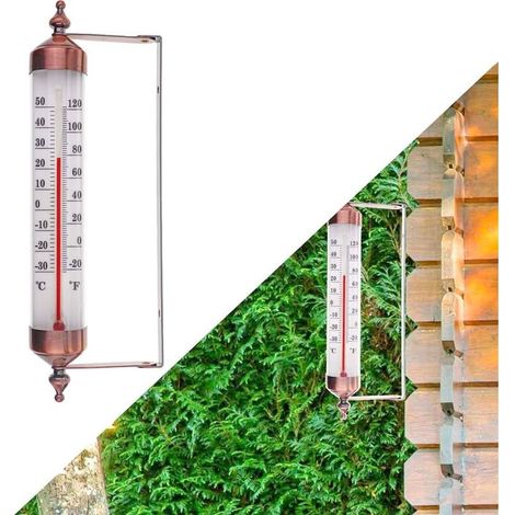Thermomètre d'extérieur avec jauge, effet bronze – Élégant thermomètre de jardin pour extérieur adapté pour la température extérieure, serre, garage, facile à accrocher (1/5)