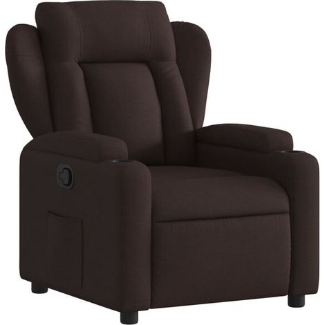 Chaise longue en tissu, modèle relax avec dossier inclinable et repose-pieds réglable, couleur marron, idéale pour salon ou véranda (1/5)