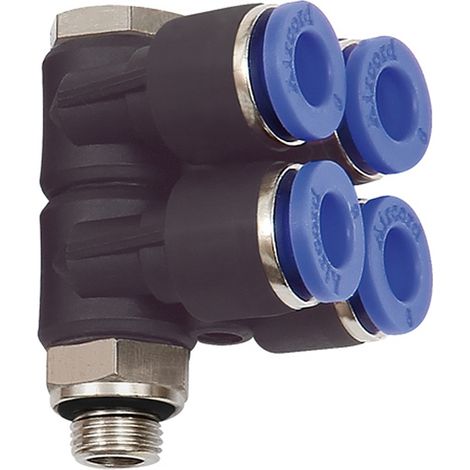 Riegler L-Mehrfachverteiler »Blaue Serie«, 4-fach, drehbar, G 1/8 a. Ã˜4mm (1/3)