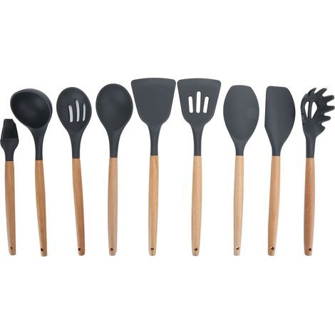 Ensemble d'ustensiles de cuisine, batterie de cuisine antiadhésive 9 ustensiles de cuisine en silicone, pour la cuisson, le mélange, la cuisson (1/5)