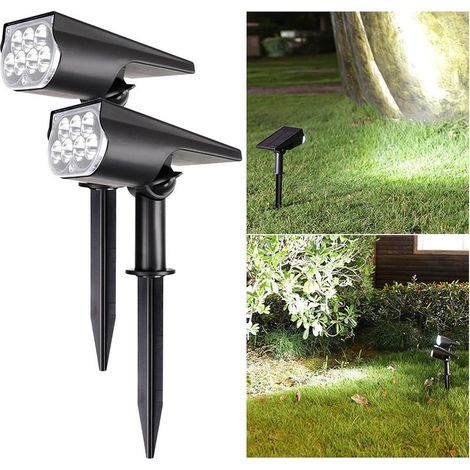 Projecteur solaire LED, lampe de jardin solaire, applique murale extérieure, étanche IP65 pour jardin, cour, allée, sentier (couleur : lumière blanche, 2 pièces),OUYLAF (1/5)