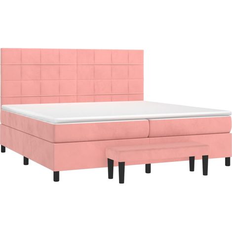 Boxspringbett mit Matratze Rosa 200x200 cm Samt vidaXL (1/5)