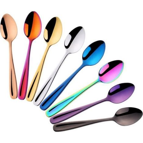 Cuillère À Café - Lot De 8 Pièces - Multicolore - Pour Café Thé Desserts - 12 cm (1/4)
