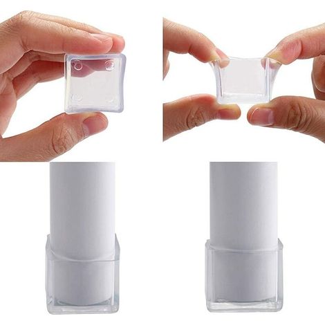 VURAHOME - Silikon-Stuhlkappe, rutschfeste Stuhlkappe, kratzfester Fußschutz, Möbelbeinschutz, 25 mm Quadrat (transparent) (1/5)