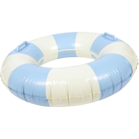 Bouée gonflable à rayures, accessoire flottant conçu pour les activités aquatiques récréatives.-AquaForge (1/5)