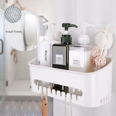 Etagère Douche sans Perçage Réutilisable Etagère Ventouse Simple d'Installation Charge 10KG Impérable Rangement Douche pour (1/4)
