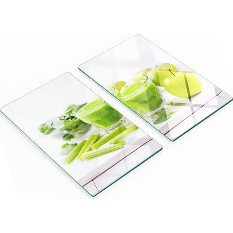 Stilvolle und robuste Glasbretter mit grünem Cocktail-Print, 2 x 30 x 52 cm (1/5)