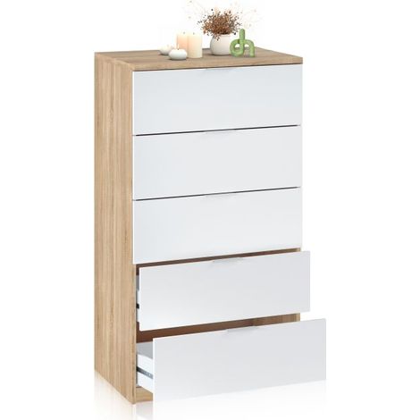 Cómoda Akari Blanco Artik (Blanco Mate) - Roble Canadian (ancho) x 110cm (alto) (1/5)