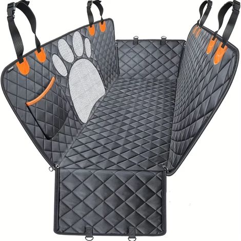 Hamac pour chien Housse de siège et de portière avec fenêtres en filet visible et fermetures éclair latérales, en polyester tissé, (1/5)