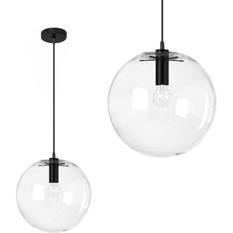 Pendant Lamp TOOLIGHT APP306-1CP LASSI Ball Glass Transparent + Black 20cm 1-light point E27