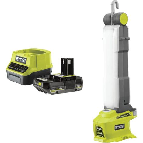 Confezione RYOBI Lampada LED modulare R18ALF-0 - 18V OnePlus - 850 lumen - 1 batteria 2.0Ah - 1 caricatore rapido RC1812