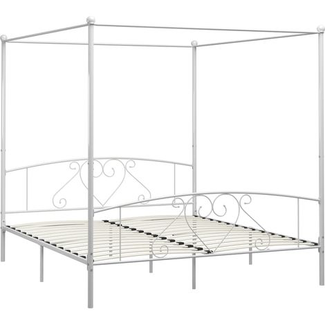 Maison Exclusive - Himmelbett-Gestell Weiß Metall 200 x 200 cm