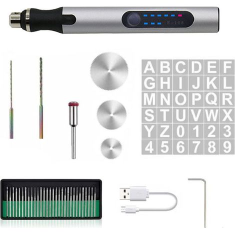 Mini Dremel Rotary Tool 4.2V Rechargeable Engraver Pen with Small Wrench, Variable Speed Micro Carving Kit for DIY Jewelry Metal Glass Wood Etching (1/2)