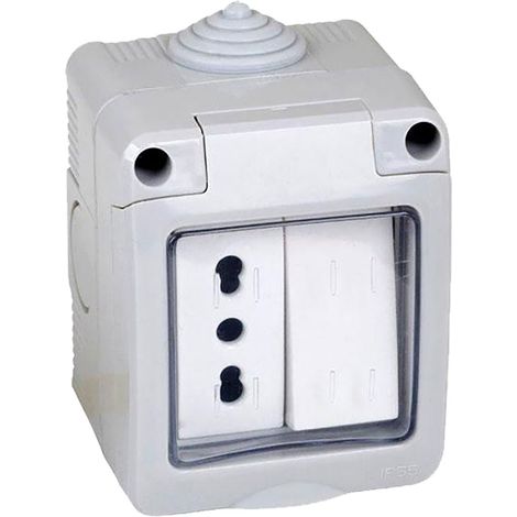 Contenitore Esterno Interruttore + Presa 1 Deviatore + Bivalente 10