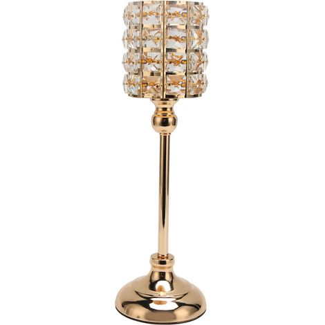 Bougeoir en cristal de 35 cm de haut, style européen élégant, plaqué or, idéal pour les mariages, les fêtes et le Nouvel An. (1/5)