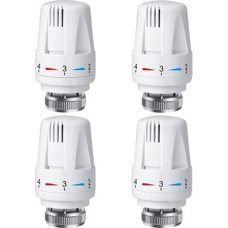 4 pezzi di testa termostatica per radiatore, TRV M30 x 1.5, valvola termostatica per radiatore, valvole per radiatore per impianti di riscaldamento domestici e per ufficio. (1/5)