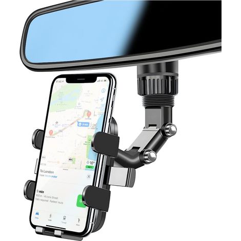 Support Téléphone Rétroviseur Voiture, Multifonctionelle Support Telephone Rétroviseur Support Siège Arrière, Universel Rotatif à 360 Degrés Support Smartphone pour Smartphone (Gris) (1/5)