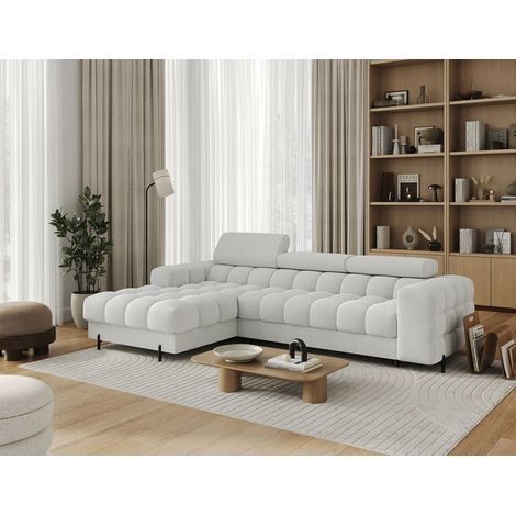 Ecksofa mit Schlaffunktion Sofa FERROL Stoff Coral Hellbeige Ottomane Links (1/5)