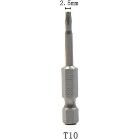 1 embout de tournevis magnétique Torx à cinq pans, tige hexagonale 1/4", 50 mm, compatible Pentalobe T10, T15, T20, T25, T27, T30 et T40