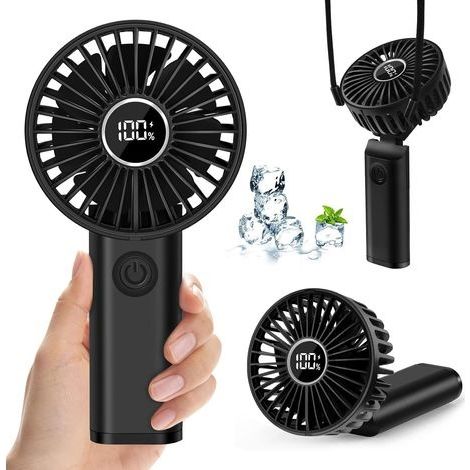 Mini Ventilateur Portable, 3600mAh USB Ventilateur de Poche Rechargeable, Petit Ventilateur a Main avec 3 Vitesses, Portatif Electrique Fan de Bureau à Pile Silencieux avec Batterie Externe, No (1/5)
