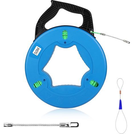 Aiguille Electricien 50m Easy Grip, Diamètre 4.5mm, Tire Fil Cable avec 1 Ressorts de Guidage, Ruban à Poisson Fibre de Verre pour Insertion et Extraction de Câbles, Tubes Vides (1/5)