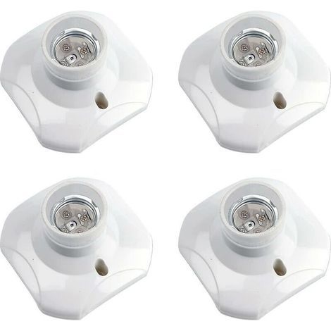 E27 Screw-in Ceiling Socket, E27 Garage Socket, AC 220-240V, Socket Holder for LED Bulb, E27 Ceiling Light Base, White Plastic Lamp Base for Wall Lamp, Pack of 4 (1/5)