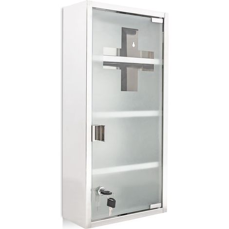 Armadietto per medicinali moderno, capiente e dal design pratico, 60 x 30 x 15 cm, in acciaio inossidabile argentato, 130004440