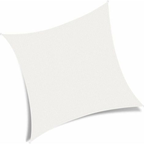 RHG Voile d'ombrage carré de 2 x 2 m, tissu d'ombrage en PEHD respirant, filet d'ombrage de 2 m pour cour, jardin, terrasse, camping en plein air, blanc 2 x 2 m (1/4)