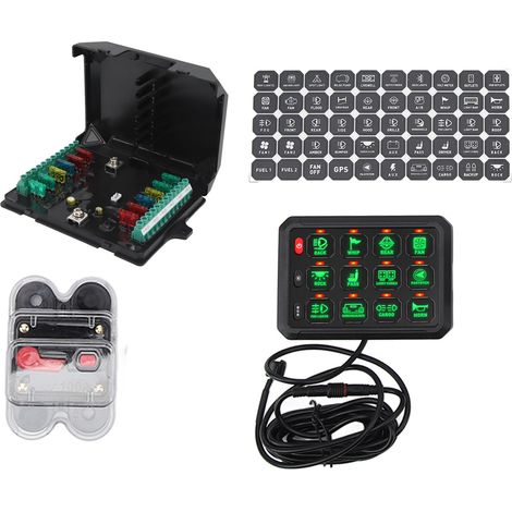 Panneau de 12 interrupteurs 12V-24V IP65 étanche RGB couleur universel pour camion bateau tout-terrain ATV UTV SUV (1/5)