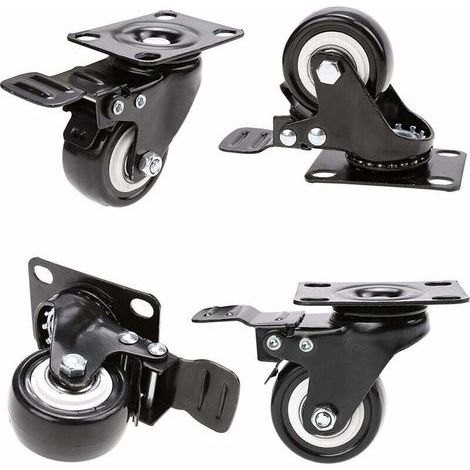 4 Roulettes pivotantes avec frein 50mm en Caoutchouc Castor Roues pour Meubles avec Capacité de 400kg, Roulette Sans Traces au Sol pour Charge Lourde - Roue en Caoutchouc pour Chariot，Noir (1/5)