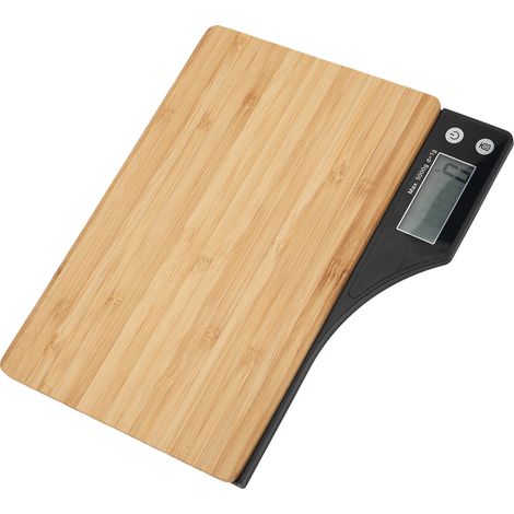 TY 005 Professionelle digitale Haushaltswaage aus Bambus, elektronische Waage, Wiegefunktion 1 g –5 kg (1/5)