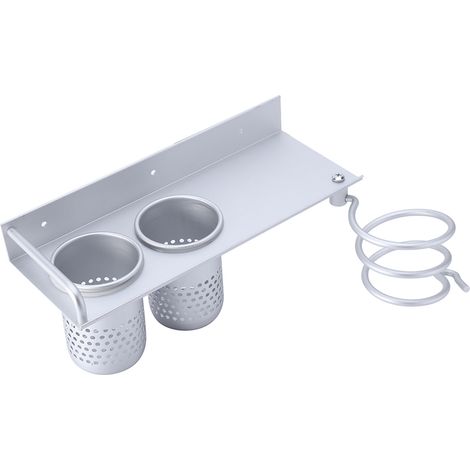 Organisateur mural de rangement pour sèche-cheveux, brosse à dents et toilettes (1/5)