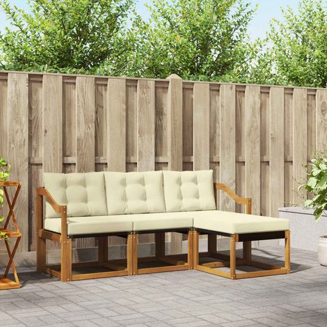 vidaXL Set di divani da esterno con cuscino 4 pcs Naturale e