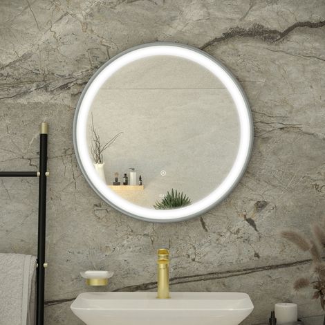 RAK Picture Brushed Nickel 600mm x 600mm Round Illuminated LED Mirror - RAKPICRNBN5001 (1/2)