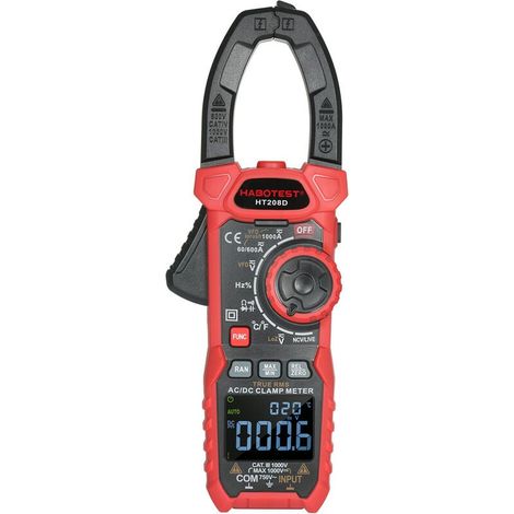Pinza amperimétrica digital CA/CC, multímetro de verdadero valor eficaz, pinza amperimétrica, multímetro, comprobador múltiple, rango antagónico con amperios, voltios, ohmios, diodos, capacitancia, re (1/5)