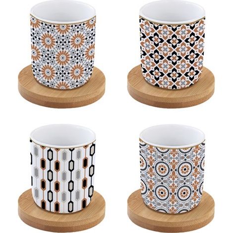 4 Tassen Kaffee Set 11 cl - Geo Ethnic - Easy Life