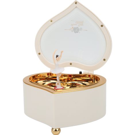 Boîte à musique en forme de cœur, mini-fille dansante blanche, chanson Alice au pays des merveilles, finitions exquises, coffret cadeau. (1/5)