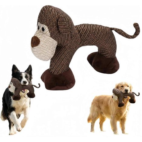 Jouet pour chien à mâchoires puissantes singe indestructible en lin, jouet couineur résistant Compagnon Safari pour chiens infatigables (1/5)