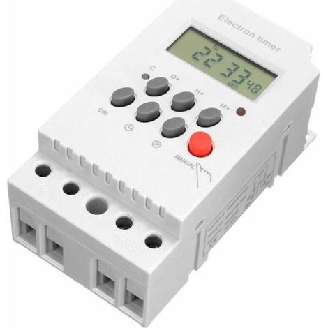Minuterie Programmable - 220 V 25 A - Rail DIN - Écran LCD - 16 Programmes - Blanc (1/5)