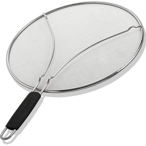 Pare-éclaboussures pour poêle à frire - Pare-éclaboussures en acier inoxydable de 33 cm - empêche les projections d'huile pendant la cuisson. (1/4)