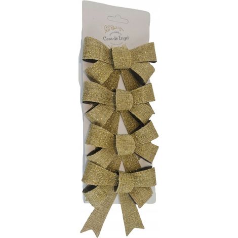 Pequeños lazos dorados, 4 unidades, 10×13 cm, regalo de Navidad (1/5)