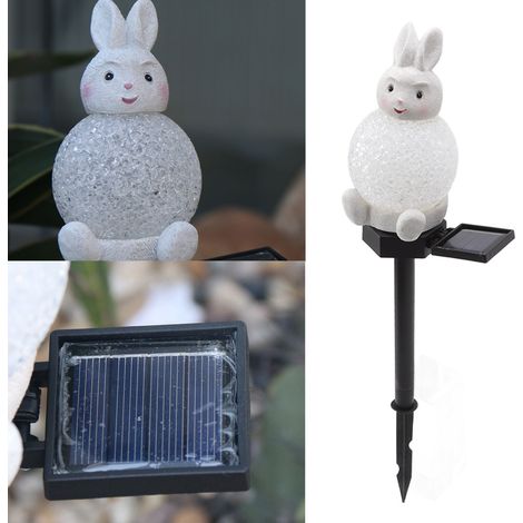 Lampe solaire LED à encastrer au sol, en forme de lapin blanc, pour jardin, idéale pour Noël et Thanksgiving. Lampe solaire colorée à insérer dans le sol. (1/5)