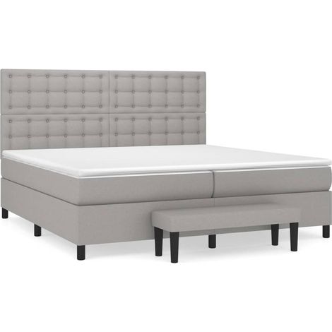 Maison Exclusive - Cama box spring con colchón tela gris claro 20