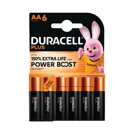 PILA STILO AA PLUS POWER BOOST DURACELL - ALCALINA VOLT 1,5 CF=PZ 6- 10 confezioni