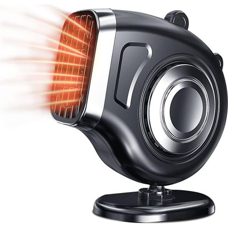 Chauffage voiture 12V 120W, 2 en 1 chaud/ventilé, dégivreur pare-brise, prise allume-cigare, noir. (1/5)
