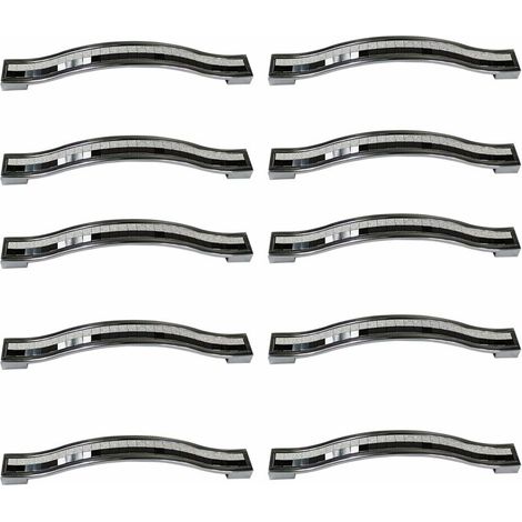 Set mit 10 Schubladengriffen aus Kristall-Strasslegierung für Kommoden, Küchenschränke und Küchenschränke, schwarz-weiß, 128 mm – 10 Stück