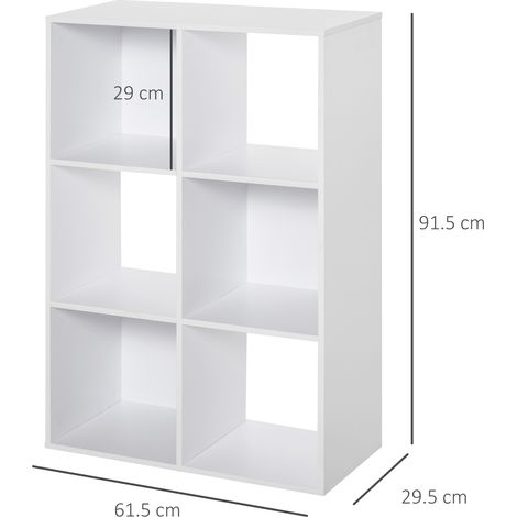 Bibliothèque cubique simple (avec 6 étagères), bibliothèque moderne en bois, pour chambres d'enfants, salles d'étude et bureaux, 61,5 x 29,5 x 91,5 cm, blanche. (1/5)