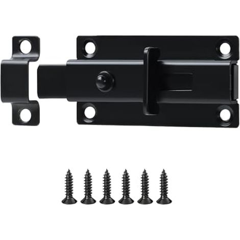 Verrous Loquet Porte Extérieur, 8.6x4.5 CM, Targette Verrou Portail Pratique Durable, Verrou Porte Interieure en Acier Inoxydable, Loquet Porte Coulissante Pour Portes, Fenêtres, Clôtures, Noir (1/5)